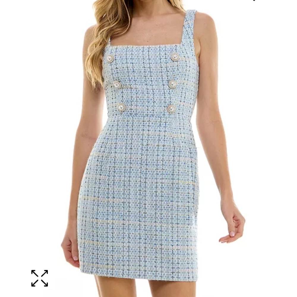 City Studios Juniors Square Neck Boucle Sheath Dress‎ Size 1/2 Spring 1